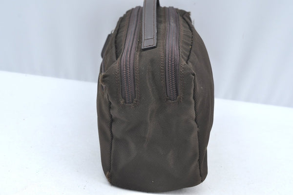 Authentic GUCCI Hand Bag Purse Nylon Leather Khaki Green Brown Junk K0986