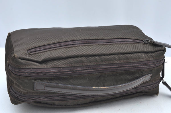 Authentic GUCCI Hand Bag Purse Nylon Leather Khaki Green Brown Junk K0986