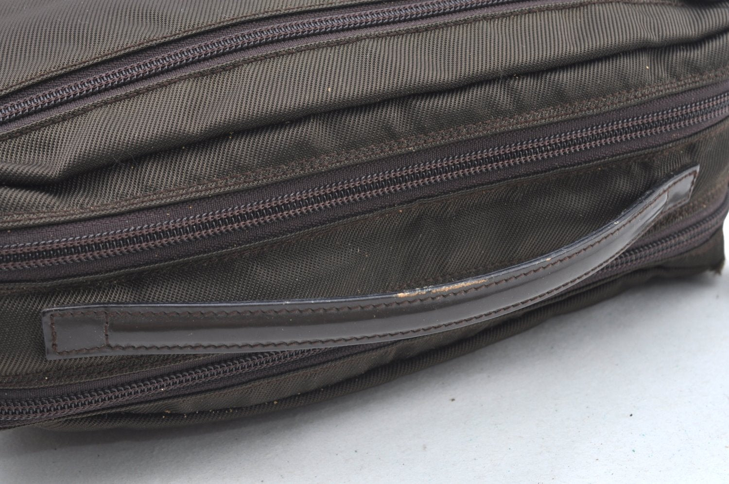 Authentic GUCCI Hand Bag Purse Nylon Leather Khaki Green Brown Junk K0986