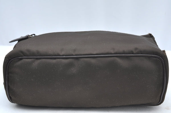 Authentic GUCCI Hand Bag Purse Nylon Leather Khaki Green Brown Junk K0986