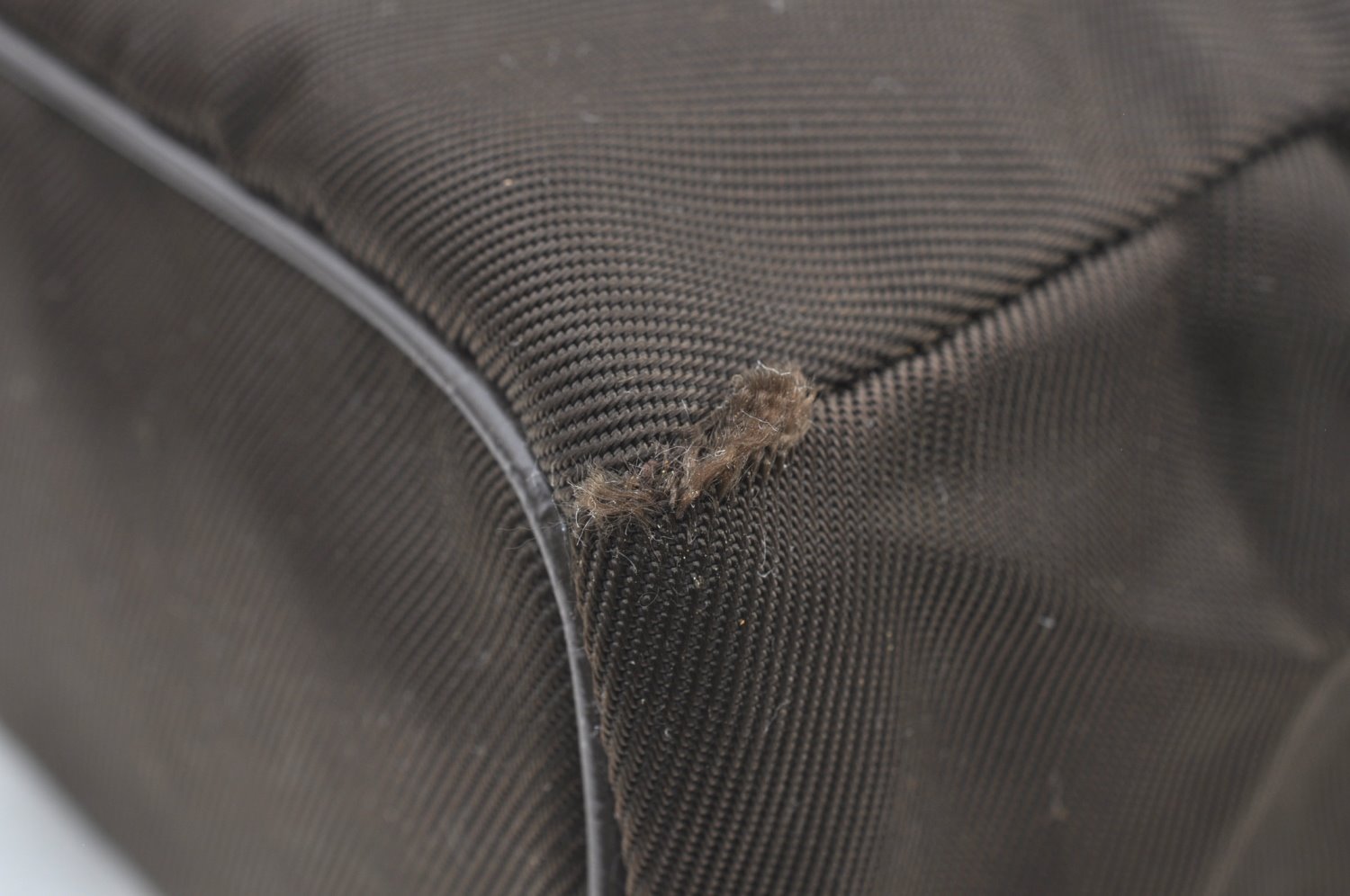 Authentic GUCCI Hand Bag Purse Nylon Leather Khaki Green Brown Junk K0986