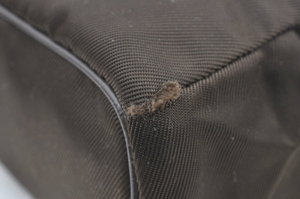 Authentic GUCCI Hand Bag Purse Nylon Leather Khaki Green Brown Junk K0986