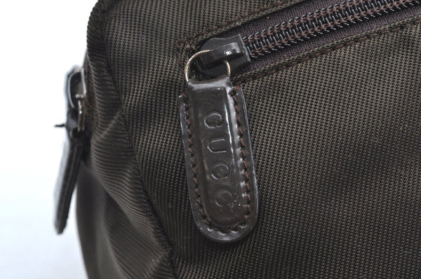 Authentic GUCCI Hand Bag Purse Nylon Leather Khaki Green Brown Junk K0986