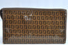 Authentic FENDI Zucchino Clutch Hand Bag Purse PVC Leather Brown K0987