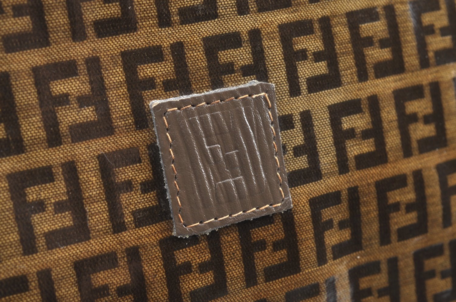 Authentic FENDI Zucchino Clutch Hand Bag Purse PVC Leather Brown K0987