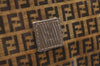 Authentic FENDI Zucchino Clutch Hand Bag Purse PVC Leather Brown K0987
