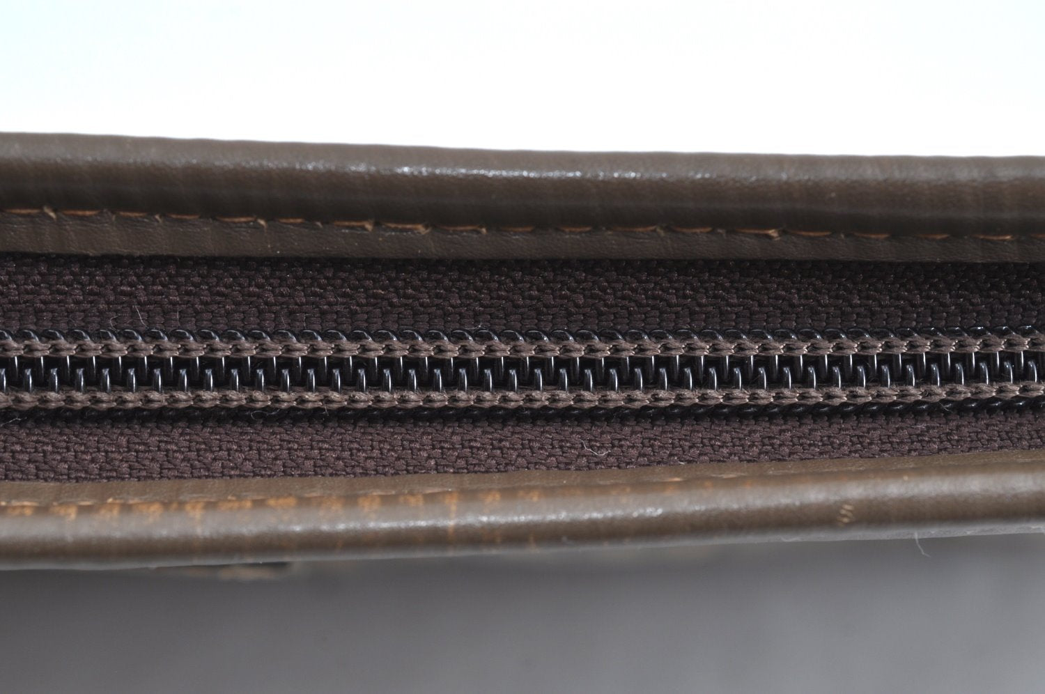 Authentic FENDI Zucchino Clutch Hand Bag Purse PVC Leather Brown K0987