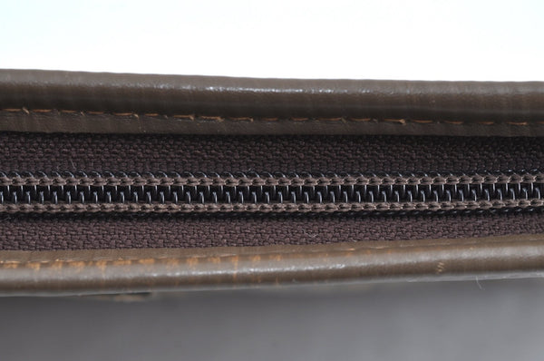 Authentic FENDI Zucchino Clutch Hand Bag Purse PVC Leather Brown K0987