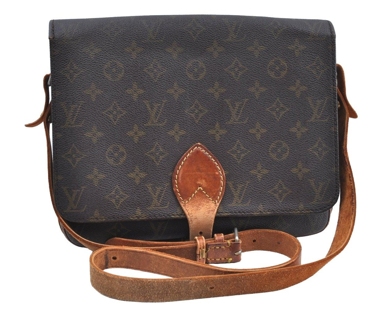 Auth Louis Vuitton Monogram Cartouchiere GM Shoulder Cross Bag Old Model K0992