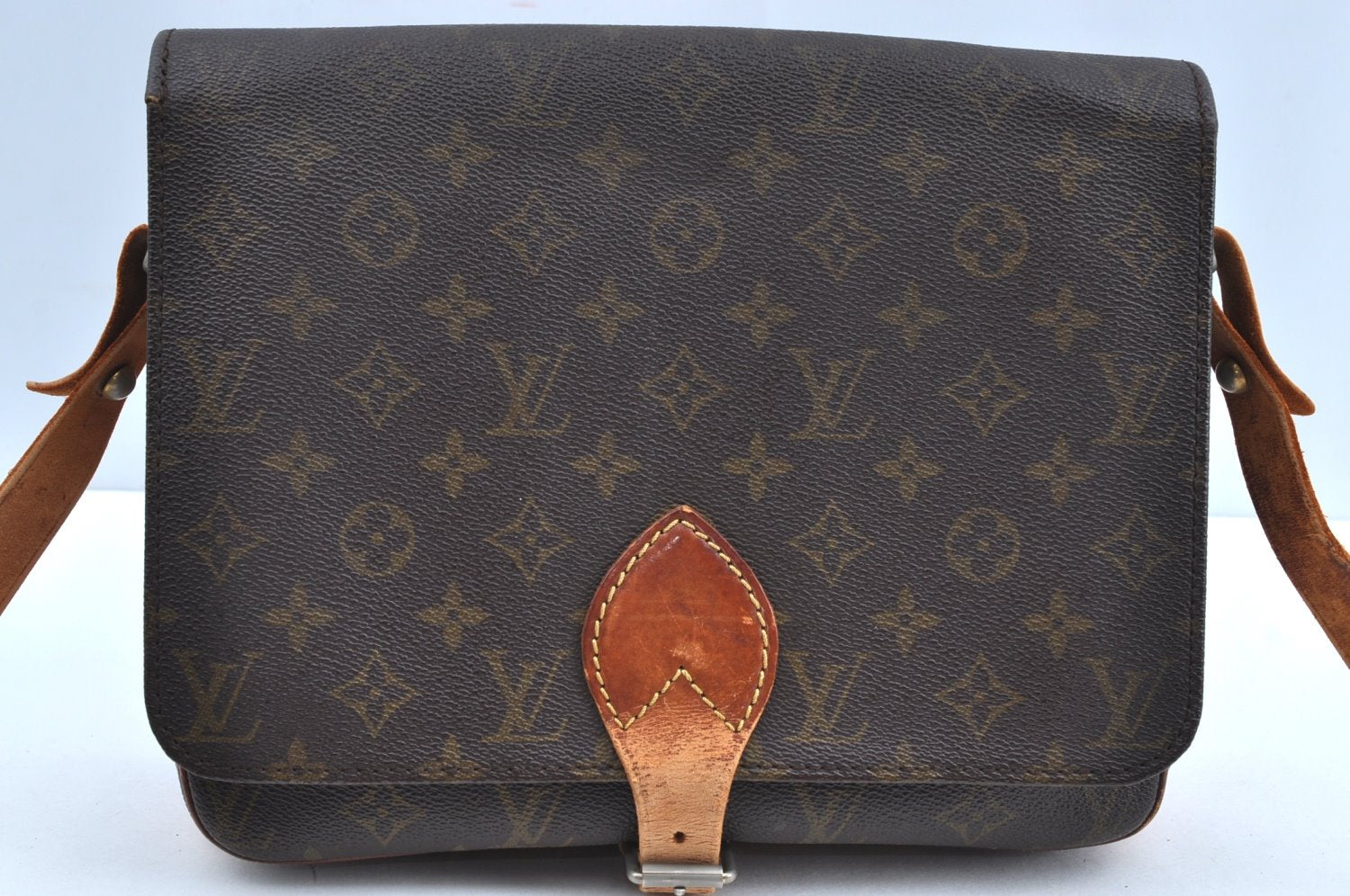 Auth Louis Vuitton Monogram Cartouchiere GM Shoulder Cross Bag Old Model K0992