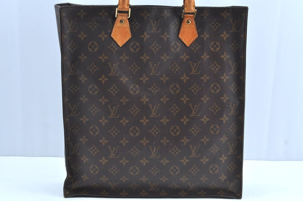 Authentic Louis Vuitton Monogram Sac Plat Hand Tote Bag M51140 LV Junk K1027