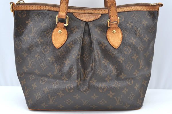Authentic Louis Vuitton Monogram Palermo PM Shoulder Tote Bag M40145 LV K1030