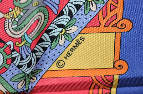 Authentic HERMES Carre 90 Scarf "ASTRES et SOLEILS" Silk Blue Paper Bag K1440