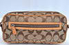 Authentic COACH Signature Shoulder Cross Bag Canvas Leather 6616 Beige K1541