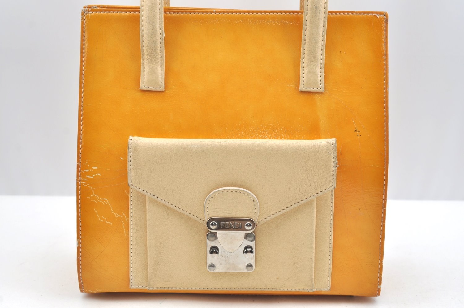 Authentic FENDI 2Way Shoulder Hand Bag Purse Leather Yellow K1687
