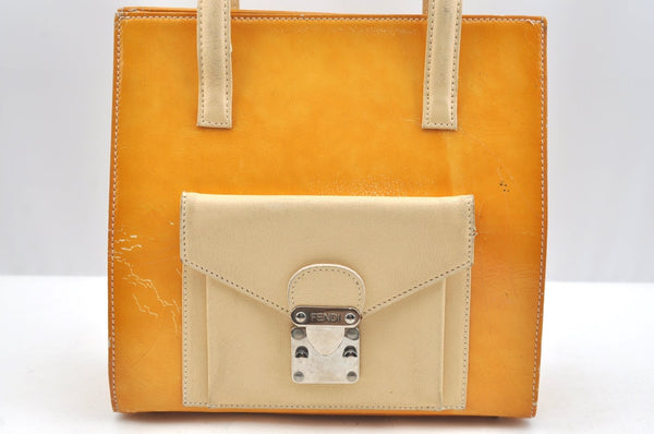 Authentic FENDI 2Way Shoulder Hand Bag Purse Leather Yellow K1687