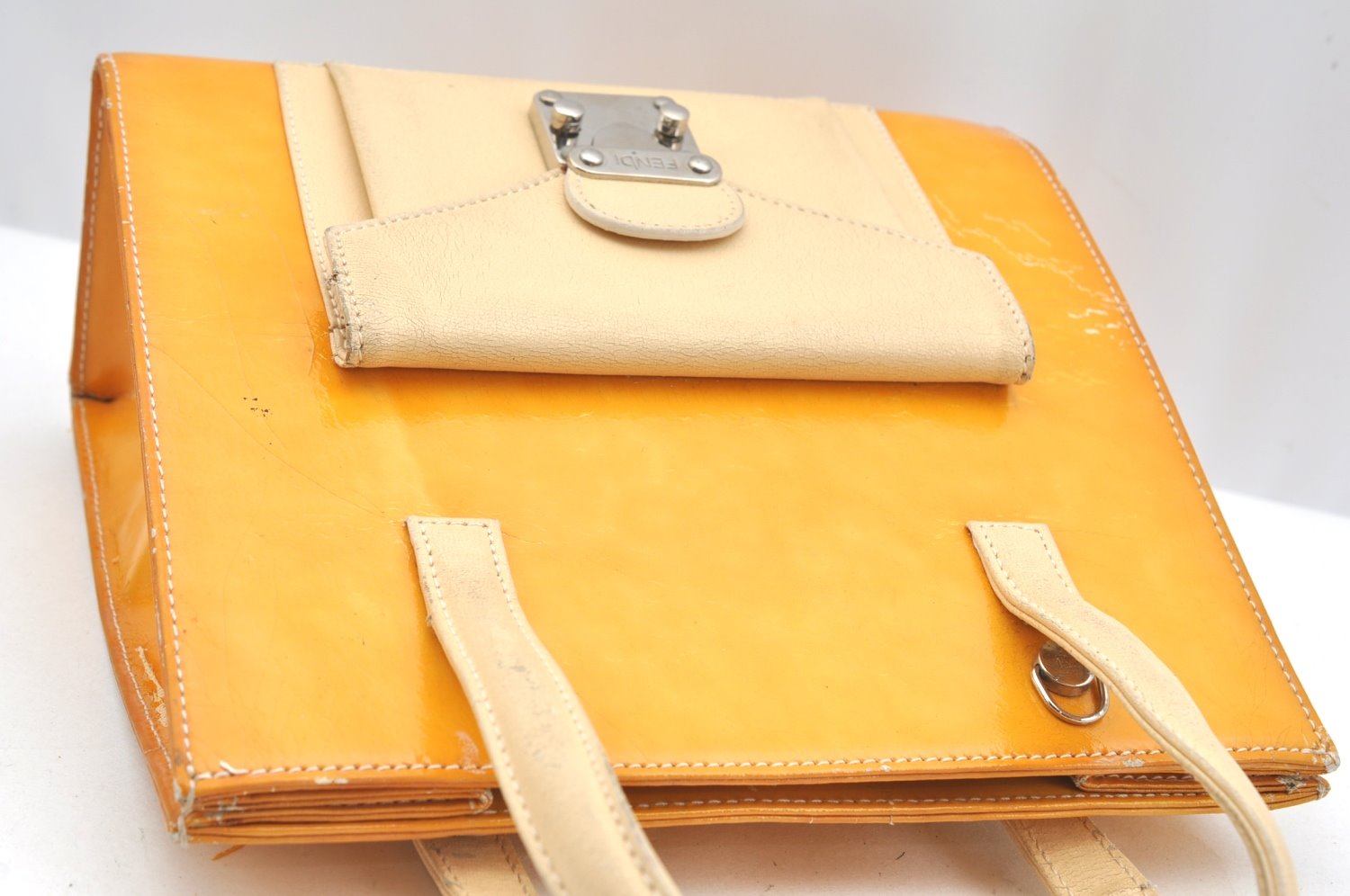 Authentic FENDI 2Way Shoulder Hand Bag Purse Leather Yellow K1687