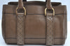 Authentic BURBERRY Vintage Leather Hand Bag Purse Brown K1829