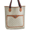 Authentic GUCCI Web Sherry Line GG Plus Tote Bag PVC Leather Beige K1835