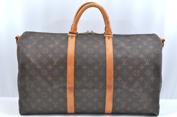 Authentic Louis Vuitton Monogram Keepall Bandouliere 50 M41416 Boston Bag K2172