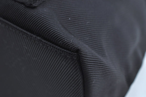 Authentic GUCCI Bamboo 2Way Shoulder Hand Bag Purse Nylon Leather Black K3713