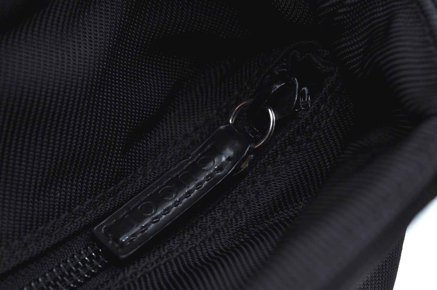 Authentic GUCCI Bamboo 2Way Shoulder Hand Bag Purse Nylon Leather Black K3713