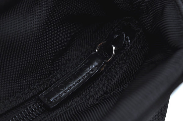 Authentic GUCCI Bamboo 2Way Shoulder Hand Bag Purse Nylon Leather Black K3713