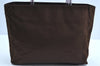 Authentic PRADA Satin Plastic Hand Bag Purse Brown K3895