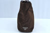 Authentic PRADA Satin Plastic Hand Bag Purse Brown K3895