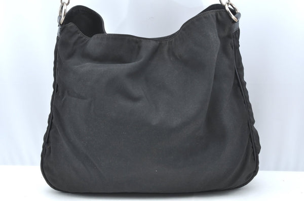 Authentic GUCCI Bamboo Shoulder Hand Bag Nylon Leather 0011577 Black K4037