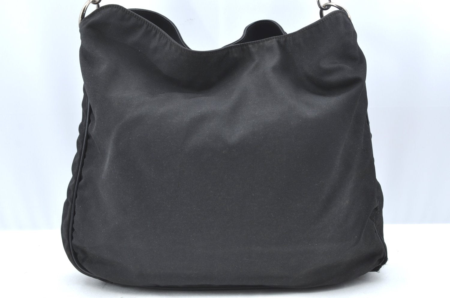 Authentic GUCCI Bamboo Shoulder Hand Bag Nylon Leather 0011577 Black K4037