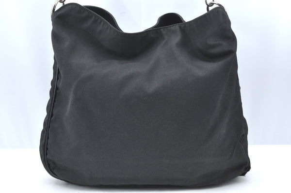 Authentic GUCCI Bamboo Shoulder Hand Bag Nylon Leather 0011577 Black K4037