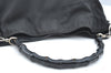 Authentic GUCCI Bamboo Shoulder Hand Bag Nylon Leather 0011577 Black K4037