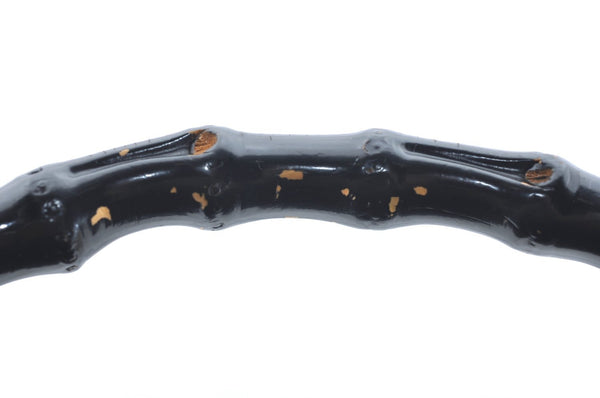 Authentic GUCCI Bamboo Shoulder Hand Bag Nylon Leather 0011577 Black K4037