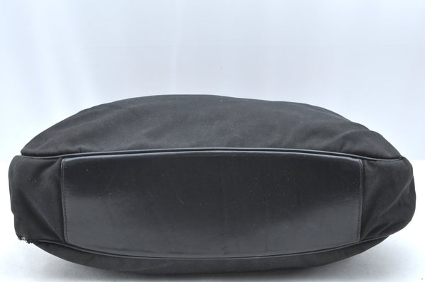 Authentic GUCCI Bamboo Shoulder Hand Bag Nylon Leather 0011577 Black K4037