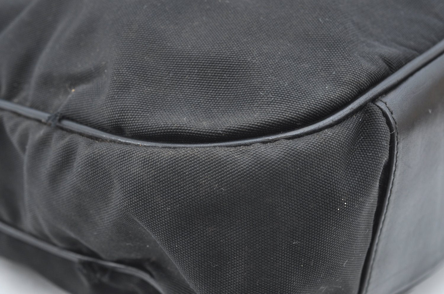 Authentic GUCCI Bamboo Shoulder Hand Bag Nylon Leather 0011577 Black K4037