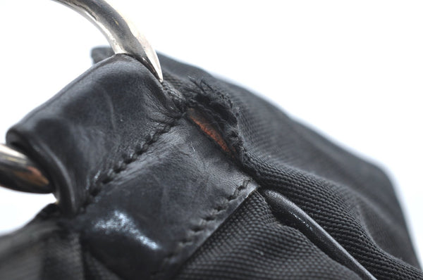 Authentic GUCCI Bamboo Shoulder Hand Bag Nylon Leather 0011577 Black K4037