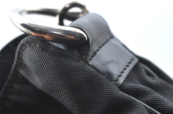 Authentic GUCCI Bamboo Shoulder Hand Bag Nylon Leather 0011577 Black K4037