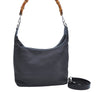 Authentic GUCCI Bamboo 2Way Shoulder Bag Nylon Enamel Gray K4038