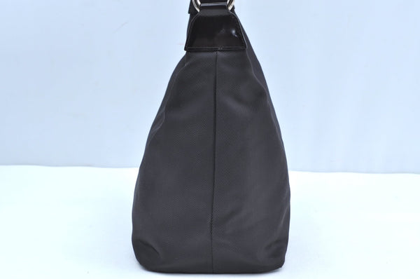 Authentic GUCCI Bamboo 2Way Shoulder Bag Nylon Enamel Gray K4038