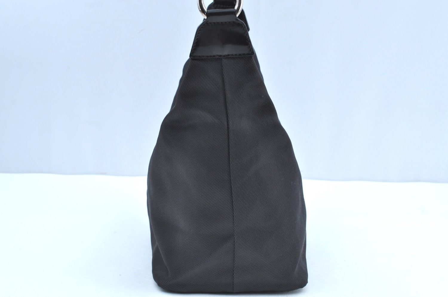 Authentic GUCCI Bamboo 2Way Shoulder Bag Nylon Enamel Gray K4038