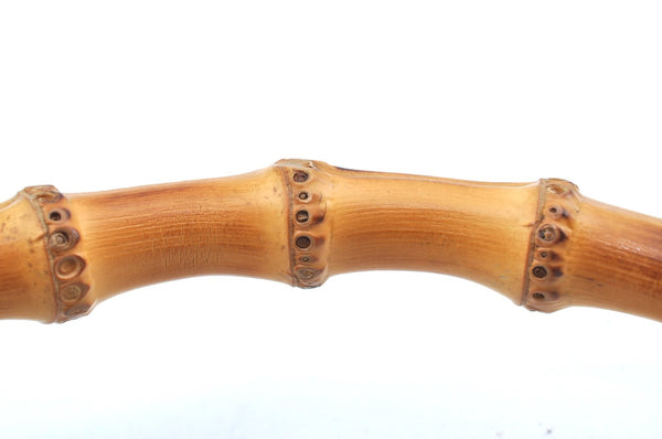 Authentic GUCCI Bamboo 2Way Shoulder Bag Nylon Enamel Gray K4038