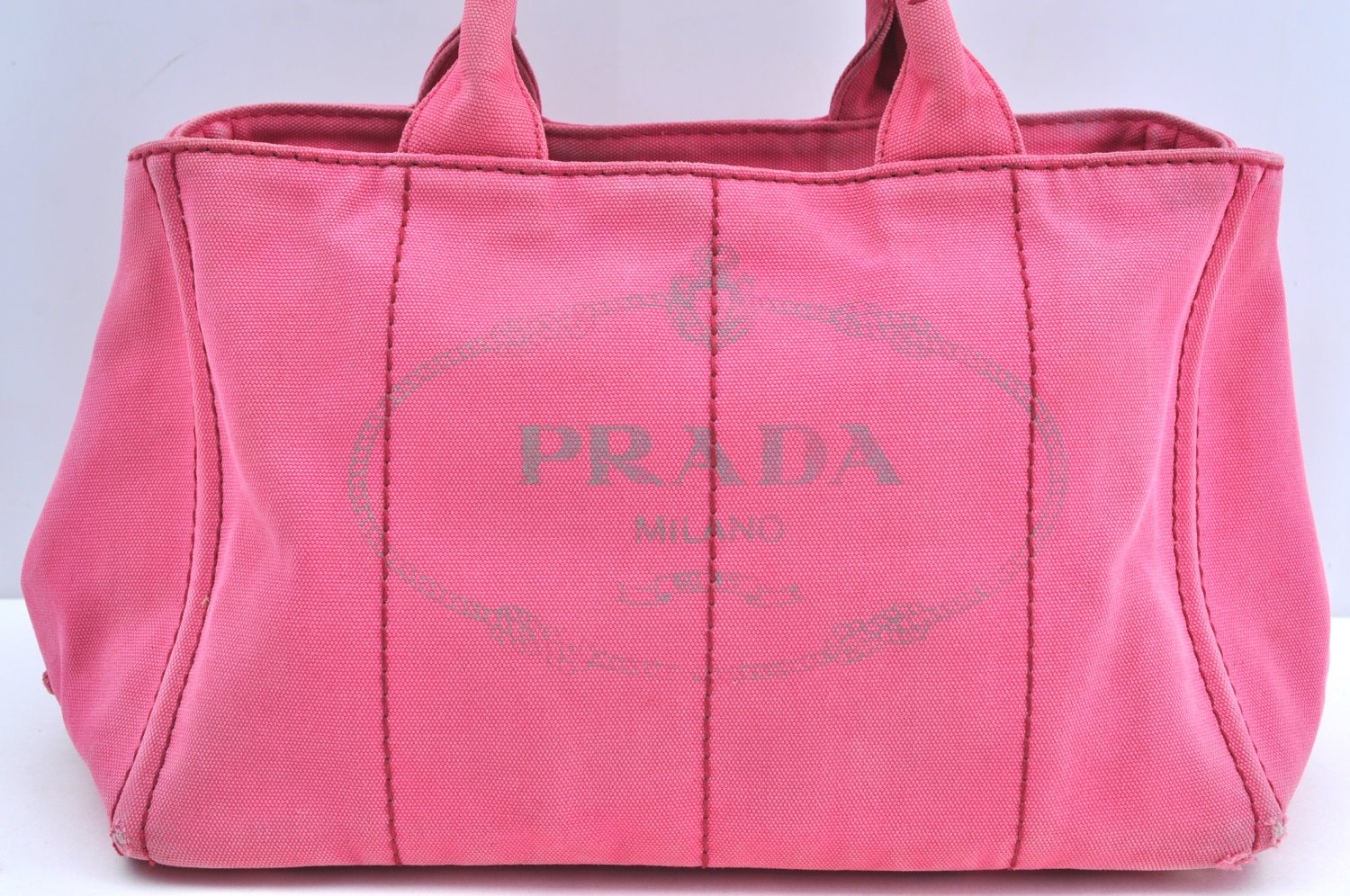 Authentic PRADA Canapa M 2Way Tote Hand Bag Canvas BN2642 Pink K4040