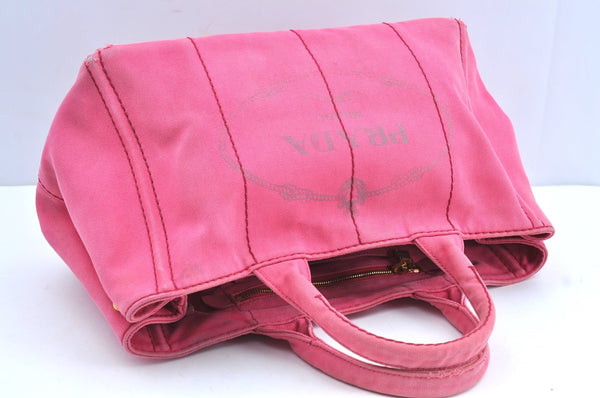 Authentic PRADA Canapa M 2Way Tote Hand Bag Canvas BN2642 Pink K4040