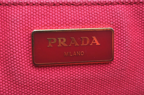 Authentic PRADA Canapa M 2Way Tote Hand Bag Canvas BN2642 Pink K4040