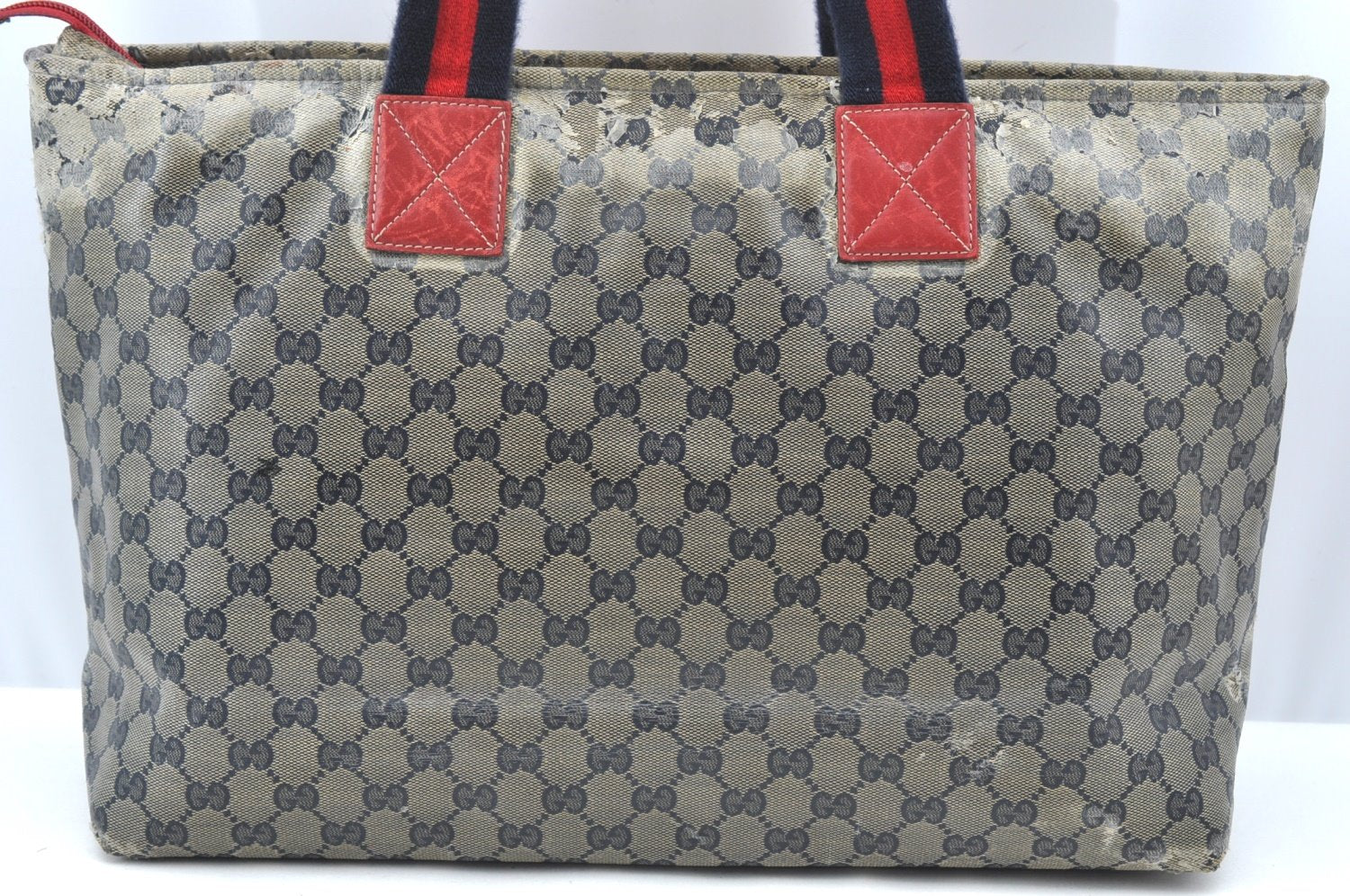Authentic GUCCI Sherry Line GG Crystal Tote Bag PVC Leather 155524 Navy K4041