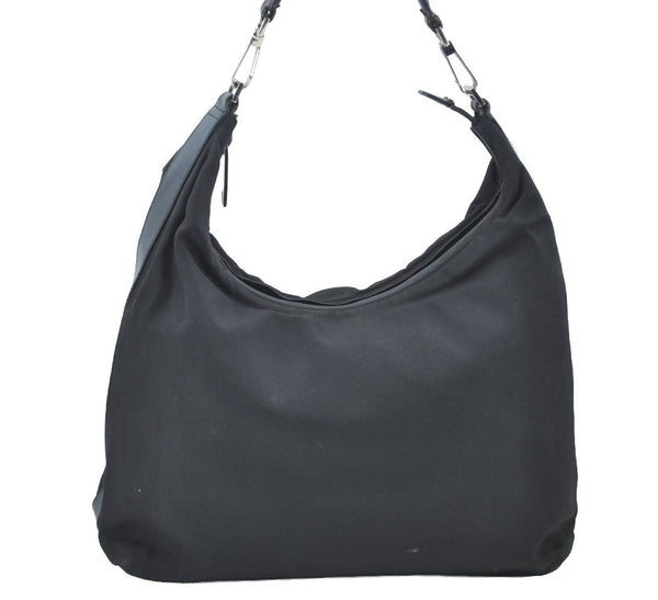 Authentic GUCCI Vintage Shoulder Hand Bag Nylon Leather Black  K4045