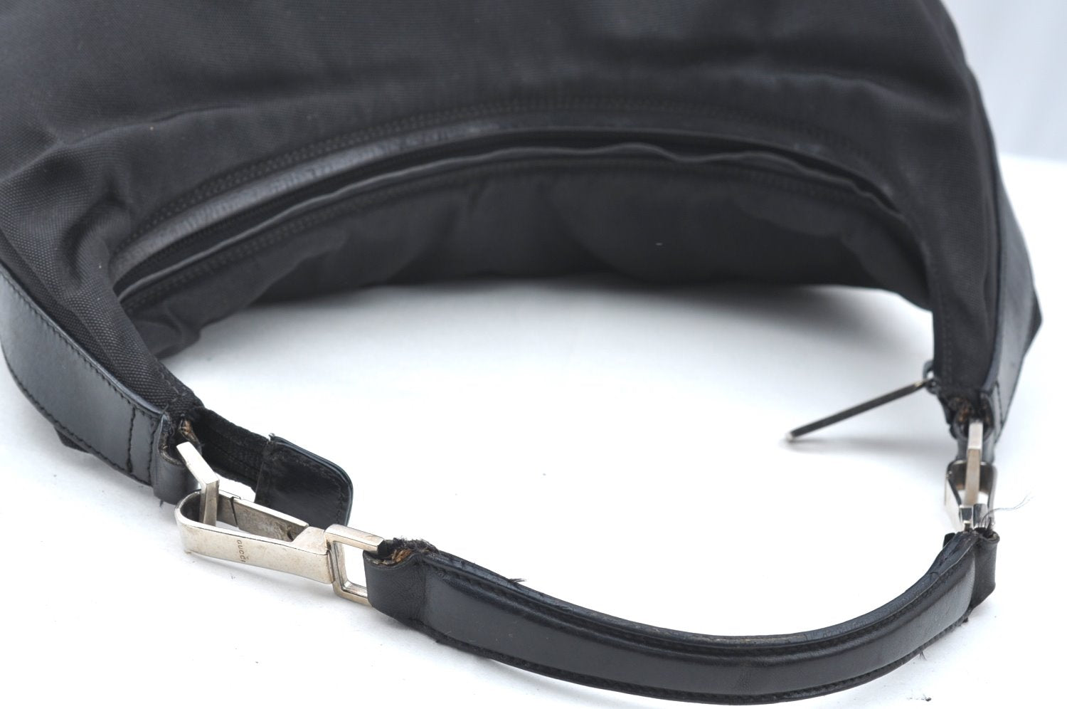 Authentic GUCCI Vintage Shoulder Hand Bag Nylon Leather Black  K4045