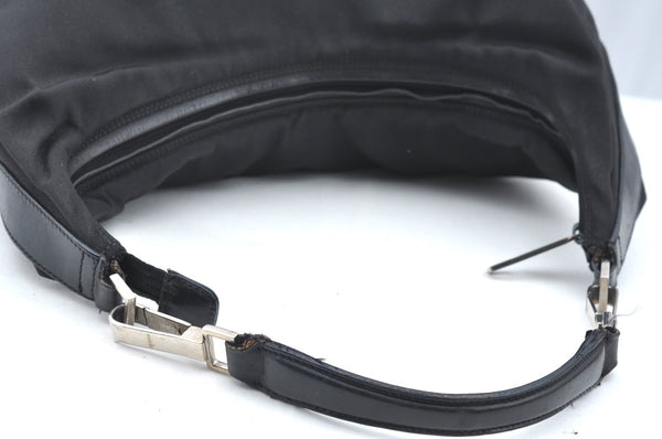 Authentic GUCCI Vintage Shoulder Hand Bag Nylon Leather Black  K4045