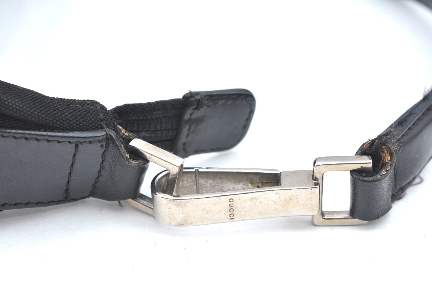 Authentic GUCCI Vintage Shoulder Hand Bag Nylon Leather Black  K4045